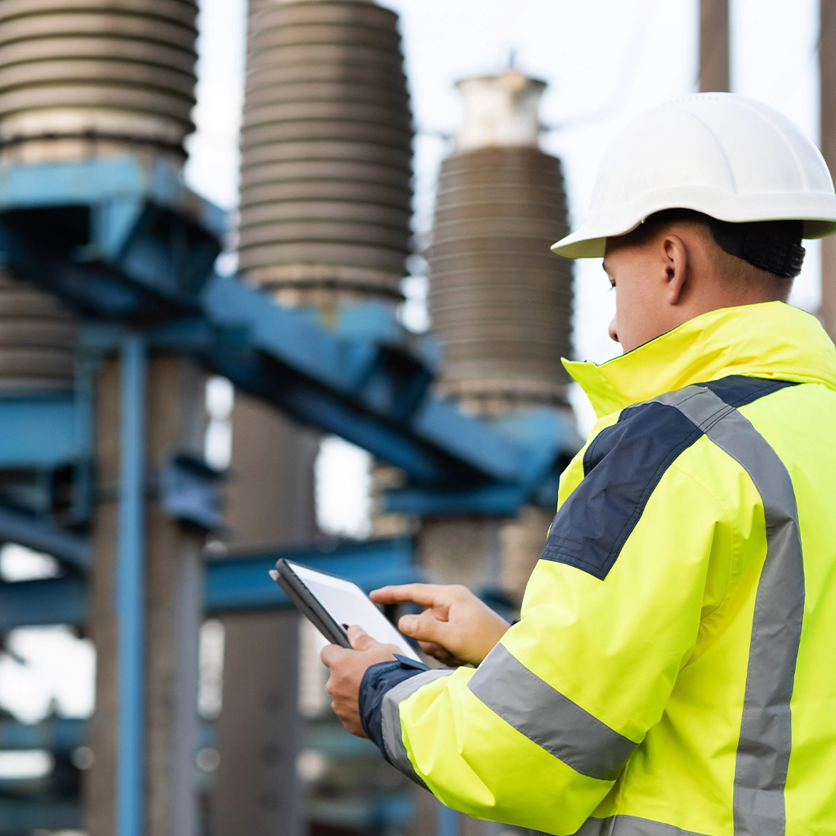 CSE W Arthur Fisher engineer checks the performance of a protection relay applied on a substation