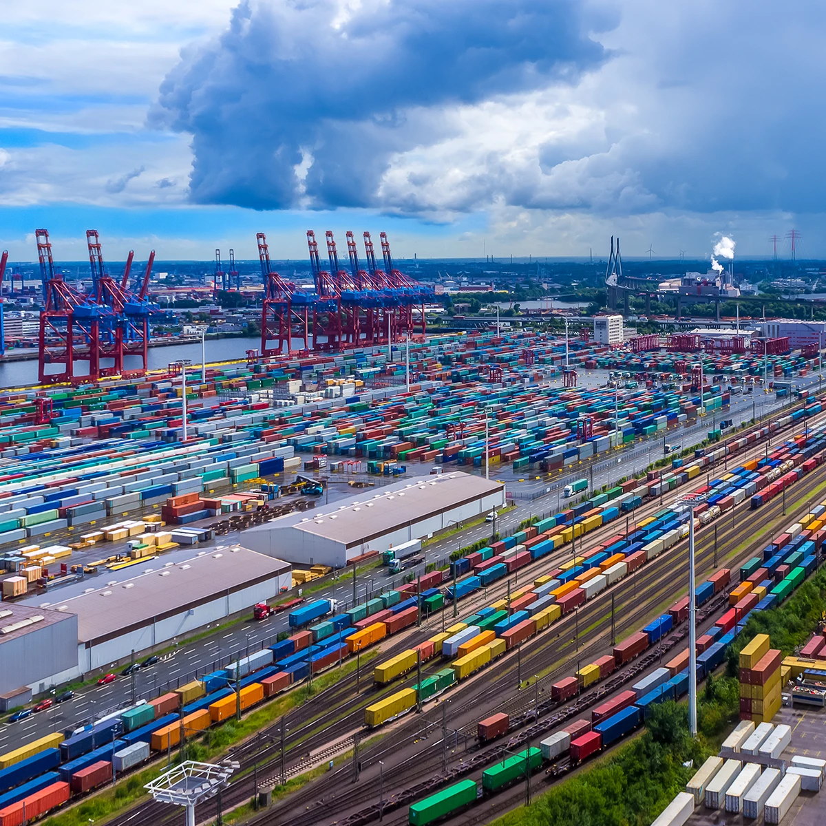 Aerial photo of a busy ship yard in New Zealand