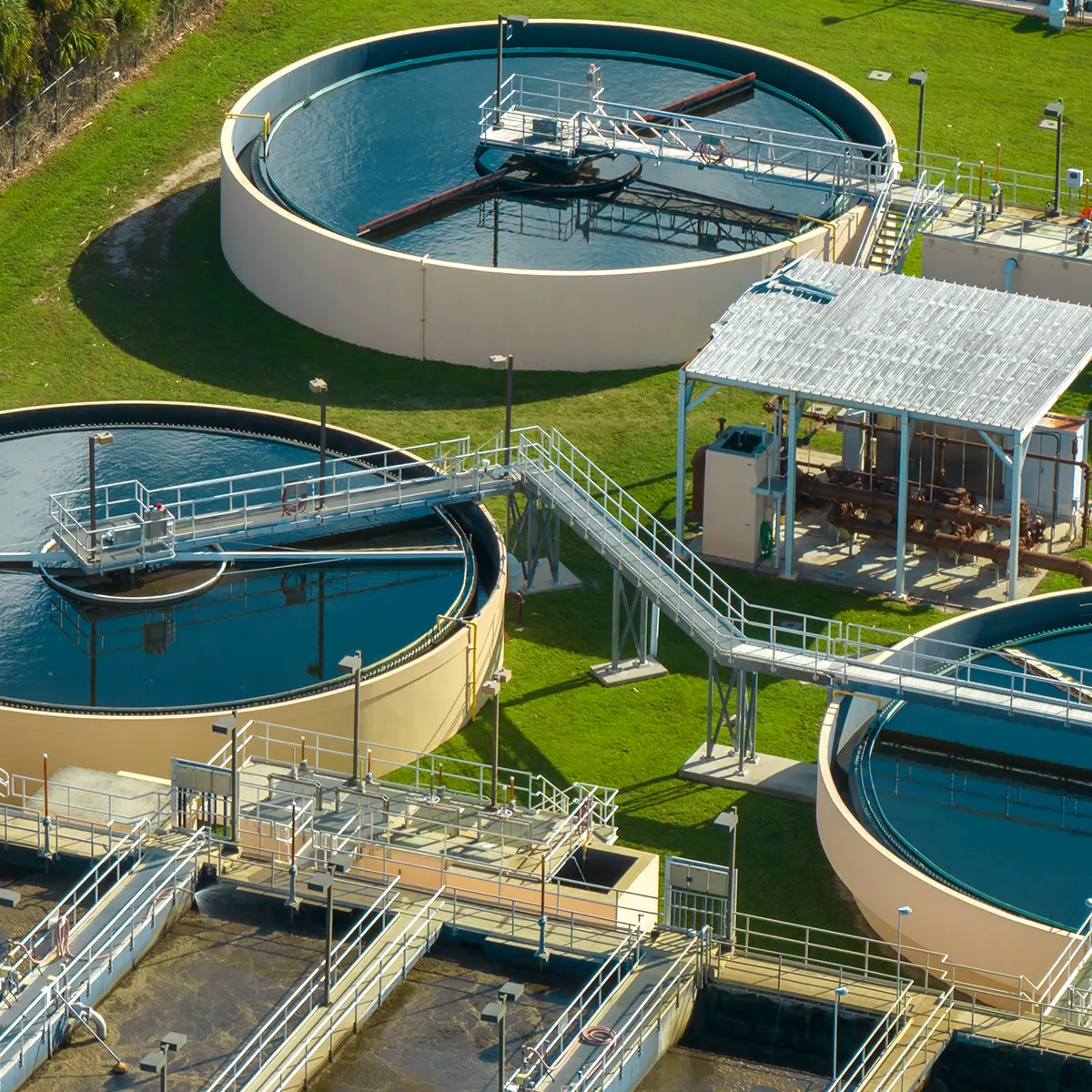 Open tanks at a water treatment plant
